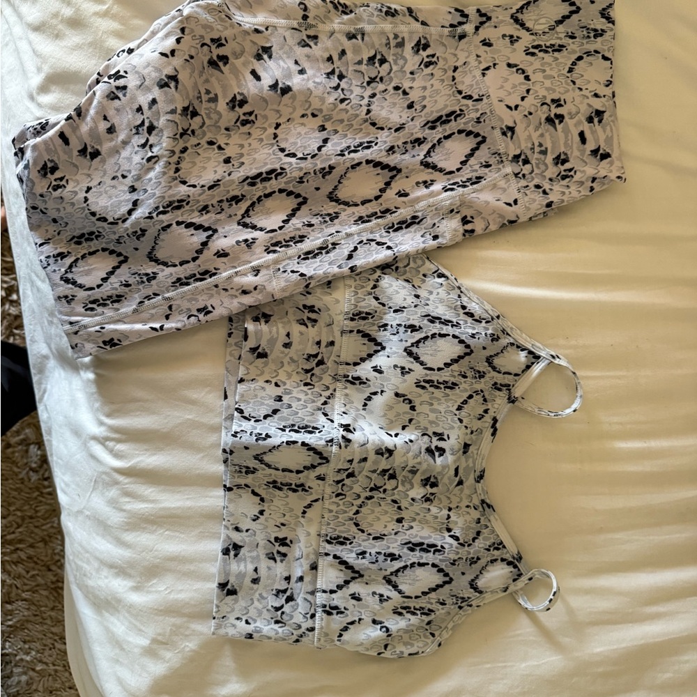 Til You Collapse Snake Print Leggings and Top Set - Black and White